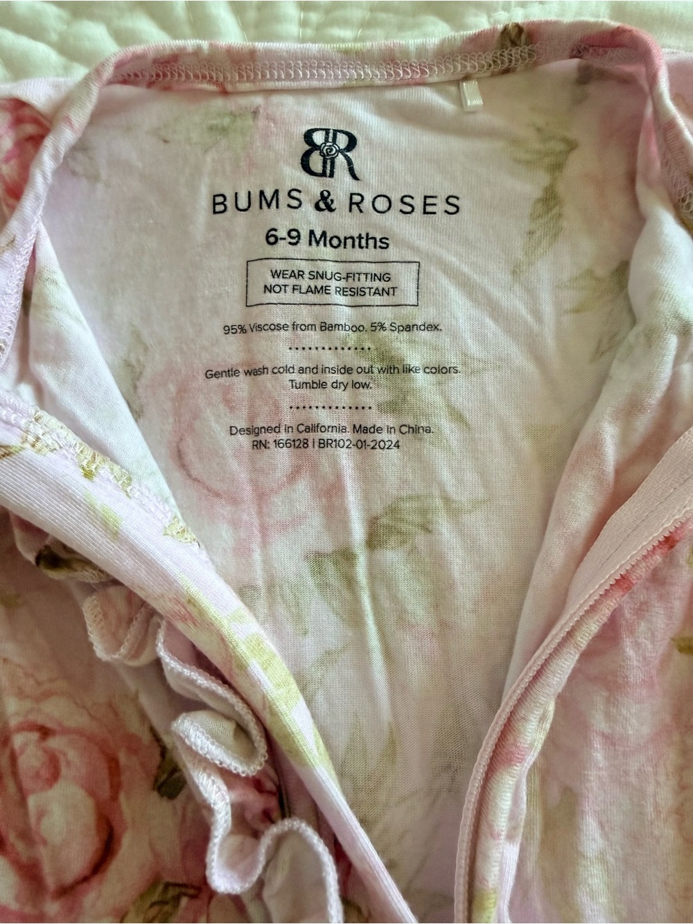 Bums & Roses Pink Floral Ruffle One-Piece Bodysuit - Picture 3 of 3